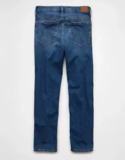 AE Stretch Super High-Waisted Ankle Straight Jean Brilliant Blue -American Eagle Fashion 0435 5928 423 b
