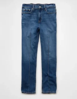 AE Stretch Super High-Waisted Ankle Straight Jean Brilliant Blue -American Eagle Fashion 0435 5928 423 f