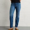 AE Stretch Super High-Waisted Ankle Straight Jean Brilliant Blue