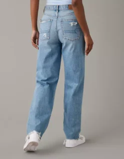 AE Strigid Ripped Highest Waist Baggy Straight Jean -American Eagle Fashion 0437 4335 540 ob