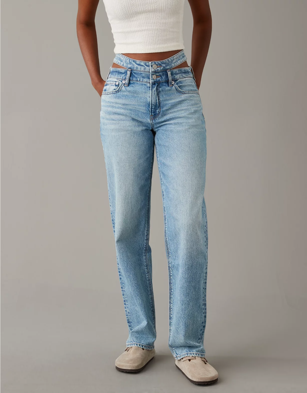 AE Strigid Super High-Waisted Baggy Straight Cut-Out Jean 1 AE Strigid Super High-Waisted Baggy Straight Cut-Out Jean