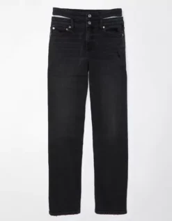 AE Stretch Super High-Waisted Baggy Straight Cut-Out Jean -American Eagle Fashion 0437 4912 051 f
