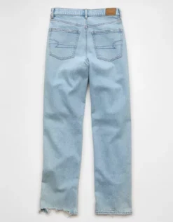 AE Strigid Ripped Super High-Waisted Baggy Straight Jean Crushed Ice -American Eagle Fashion 0437 5172 946 b
