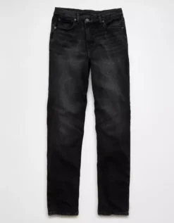 AE Strigid Super High-Waisted Crossover Baggy Straight Jean Black Magic -American Eagle Fashion 0437 5270 022 f