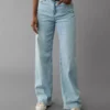 AE Dreamy Drape Stretch Super High-Waisted Baggy Wide-Leg Jean Salty Air