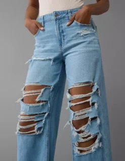 AE Dreamy Drape Stretch Ripped Super High-Waisted Baggy Wide-Leg Jean Horizon -American Eagle Fashion 0437 5344 173 d2