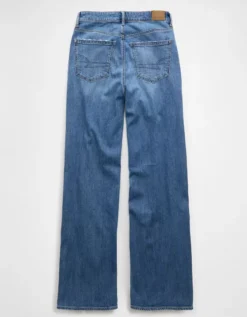 AE Dreamy Drape Stretch Super High-Waisted Baggy Wide-Leg Jean Medium Bright Indigo -American Eagle Fashion 0437 5350 857 b