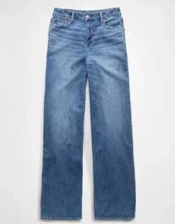 AE Dreamy Drape Stretch Super High-Waisted Baggy Wide-Leg Jean Medium Bright Indigo -American Eagle Fashion 0437 5350 857 f