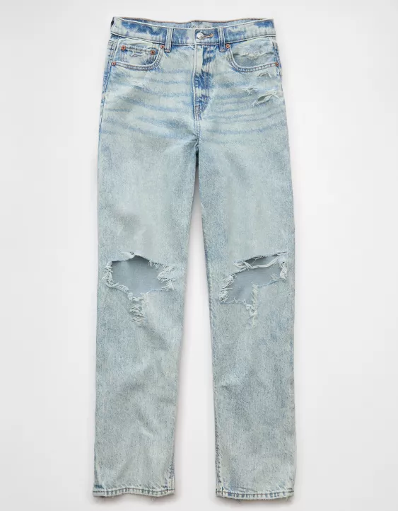 AE Strigid Ripped Super High-Waisted Baggy Straight Jean Destroyed Bright 3 AE Strigid Ripped Super High-Waisted Baggy Straight Jean Destroyed Bright - Image 3