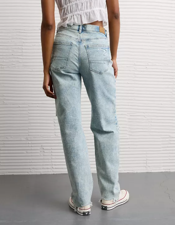 AE Strigid Ripped Super High-Waisted Baggy Straight Jean Destroyed Bright 2 AE Strigid Ripped Super High-Waisted Baggy Straight Jean Destroyed Bright - Image 2