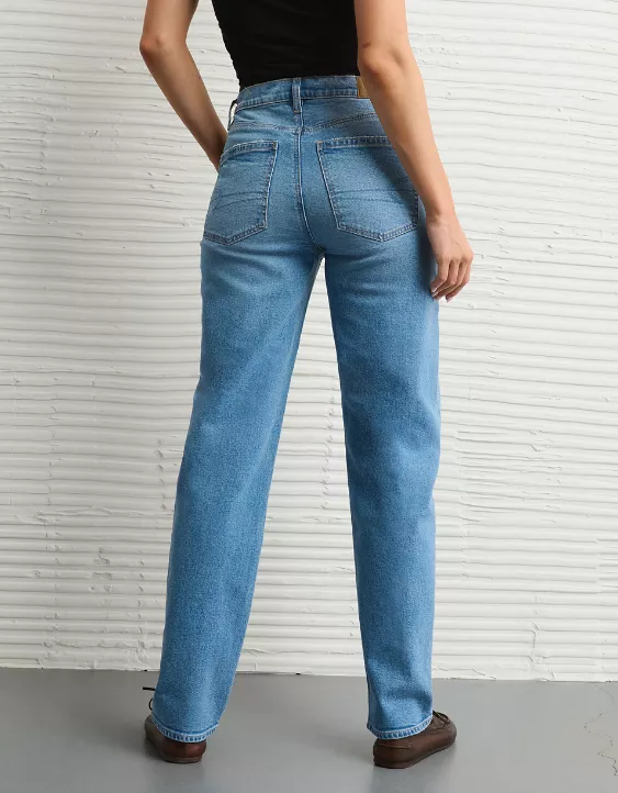 AE Strigid Super High-Waisted Baggy Straight Jean Blues Spark 2 AE Strigid Super High-Waisted Baggy Straight Jean Blues Spark - Image 2