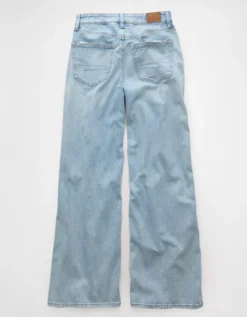 AE Dreamy Drapey Stretch Ripped Super High-Waisted Baggy Wide-Leg Jean Light Destroy Wash -American Eagle Fashion 0437 5818 508 b