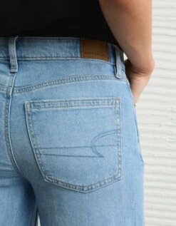 AE Dreamy Drape Stretch Ripped Low-Rise Baggy Wide-Leg Jean Indigo Skylight Destroy -American Eagle Fashion 0437 5825 973 os