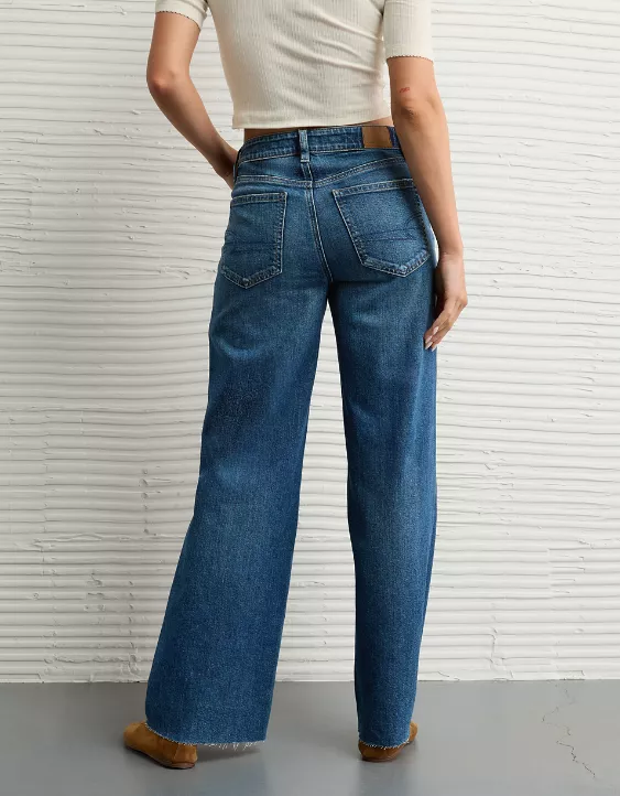 AE Dreamy Drape Stretch Super High-Waisted Baggy Wide-Leg Jean Dark Indigo Wash 2 AE Dreamy Drape Stretch Super High-Waisted Baggy Wide-Leg Jean Dark Indigo Wash - Image 2