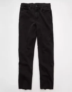 AE Strigid Super High-Waisted Baggy Straight Jean Black Obsidian -American Eagle Fashion 0437 5877 043 f