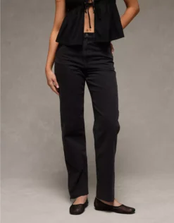 AE Strigid Super High-Waisted Baggy Straight Jean Black Obsidian