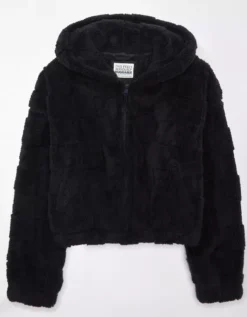 AE Sherpa Checkered Quarter-Zip Hoodie -American Eagle Fashion 0453 2042 167 f