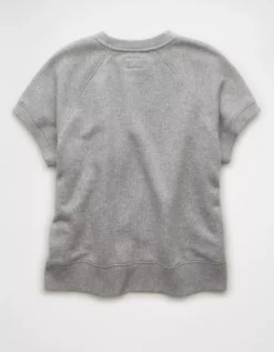 AE Short-Sleeve Graphic Sweatshirt Medium Heather Gray -American Eagle Fashion 0453 2704 012 b