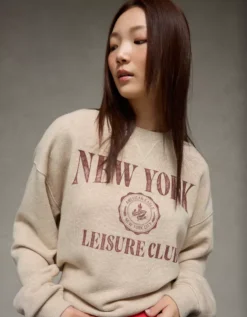 AE Sporty Graphic Sweatshirt Oatmeal Heather -American Eagle Fashion 0453 2708 864 os