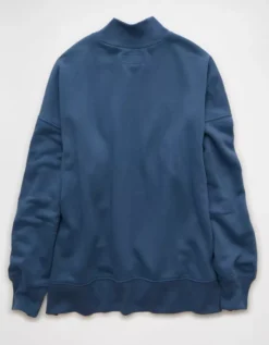 AE Everyday Luxe Oversized Mock Neck Sweatshirt Navy -American Eagle Fashion 0453 2828 410 b