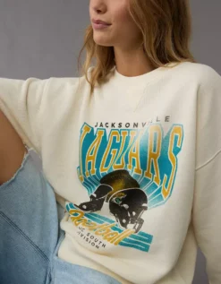 NFL Jacksonville Jaguars Crew Neck Sweatshirt Cream -American Eagle Fashion 0454 2484 106 d2
