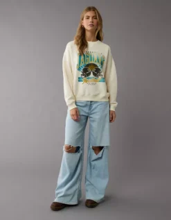 NFL Jacksonville Jaguars Crew Neck Sweatshirt Cream -American Eagle Fashion 0454 2484 106 os