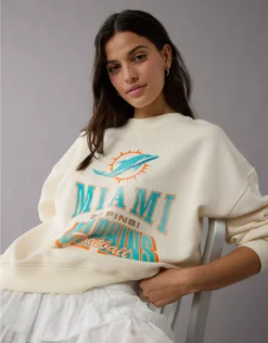 NFL Miami Dolphins Crew Neck Sweatshirt Cream