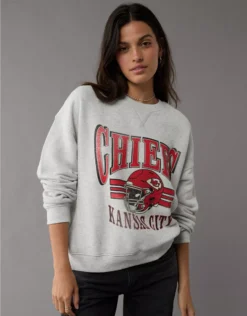 NFL Kansas City Chiefs Crew Neck Sweatshirt Heather Gray