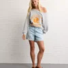AE Tennessee Volunteers Graphic Off The Shoulder Sweatshirt Charcoal Heather Gray