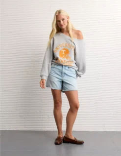 AE Tennessee Volunteers Graphic Off The Shoulder Sweatshirt Charcoal Heather Gray