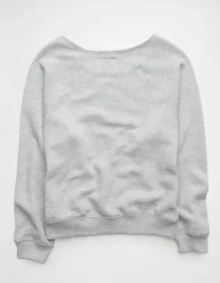 AE Michigan Wolverines Graphic Off The Shoulder Sweatshirt Gray Heather -American Eagle Fashion 0454 2727 069 b