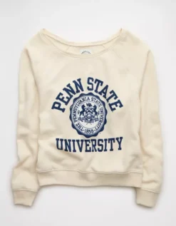 AE Penn State Nittany Lions Graphic Off The Shoulder Sweatshirt Natural White -American Eagle Fashion 0454 2729 140 f