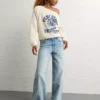 AE Penn State Nittany Lions Graphic Off The Shoulder Sweatshirt Natural White