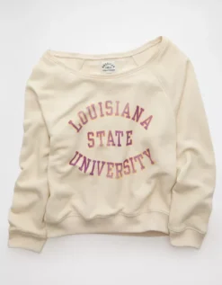 AE LSU Tigers Graphic Off The Shoulder Sweatshirt Empire Cream -American Eagle Fashion 0454 2729 141 f