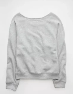 AE Ohio State Buckeyes Graphic Off The Shoulder Sweatshirt Heather Gray -American Eagle Fashion 0454 2739 006 b