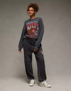 NFL Kansas City Chiefs Graphic Relaxed Fit Sweatshirt Washed Black -American Eagle Fashion 0454 2742 167 os
