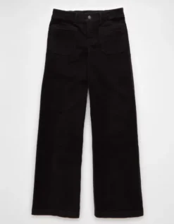 AE Stretch Corduroy Low-Rise Baggy Wide-Leg Pant Black 8 AE Stretch Corduroy Low-Rise Baggy Wide-Leg Pant Black -American Eagle Fashion 0461 5303 001 f