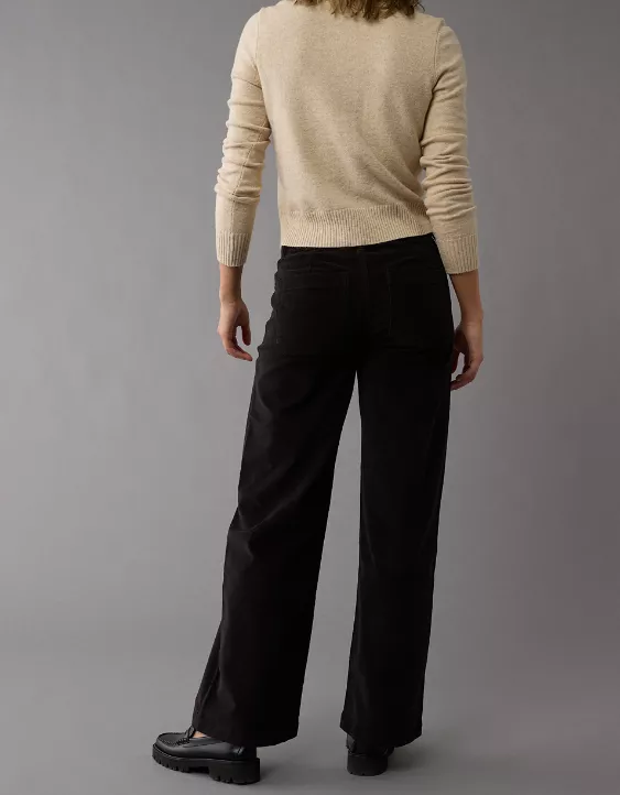 AE Stretch Corduroy Low-Rise Baggy Wide-Leg Pant Black 2 AE Stretch Corduroy Low-Rise Baggy Wide-Leg Pant Black - Image 2
