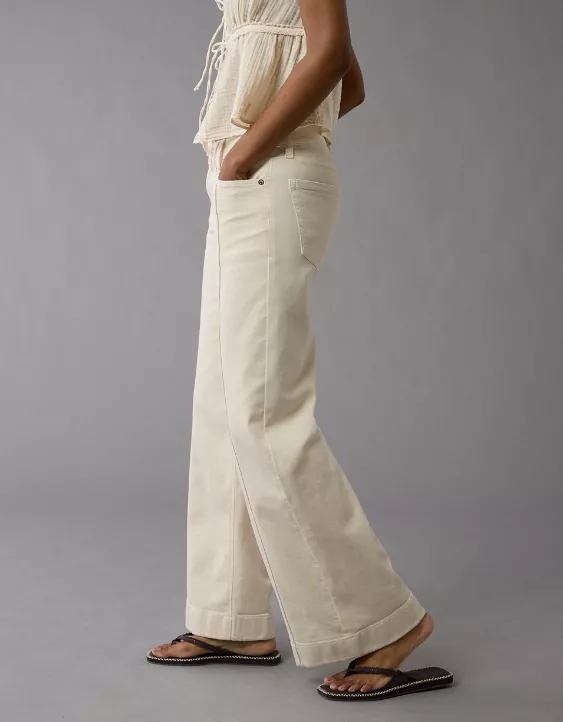 AE Dreamy Drape Stretch Low-Rise Baggy Wide-Leg Pant Ivory 5 AE Dreamy Drape Stretch Low-Rise Baggy Wide-Leg Pant Ivory - Image 5
