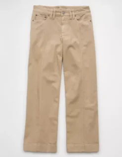 AE Dreamy Drape Stretch Low-Rise Baggy Wide-Leg Pant Soft Oat -American Eagle Fashion 0461 5440 164 f