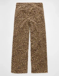 AE Stretch Leopard Low-Rise Baggy Wide-Leg Pant Brown -American Eagle Fashion 0461 5528 200 b