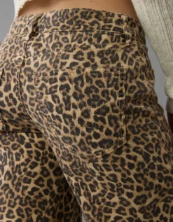 AE Stretch Leopard Low-Rise Baggy Wide-Leg Pant Brown -American Eagle Fashion 0461 5528 200 d2