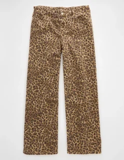 AE Stretch Leopard Low-Rise Baggy Wide-Leg Pant Brown -American Eagle Fashion 0461 5528 200 f