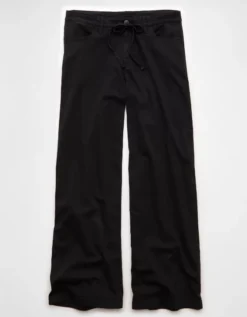 AE Dreamy Drape Stretch Low-Rise Ultra Wide-Leg Pant Onyx Black -American Eagle Fashion 0461 5530 016 f