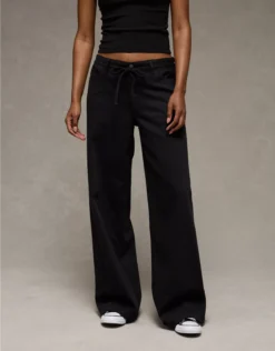 AE Dreamy Drape Stretch Low-Rise Ultra Wide-Leg Pant Onyx Black