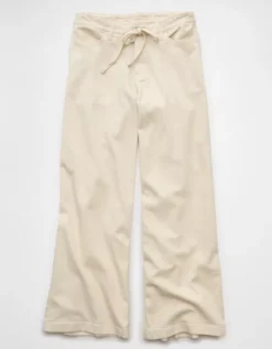 AE Dreamy Drape Stretch Low-Rise Ultra Wide-Leg Pant Bone Khaki -American Eagle Fashion 0461 5530 210 f