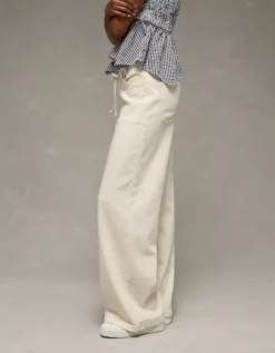 AE Dreamy Drape Stretch Low-Rise Ultra Wide-Leg Pant Bone Khaki -American Eagle Fashion 0461 5530 210 os