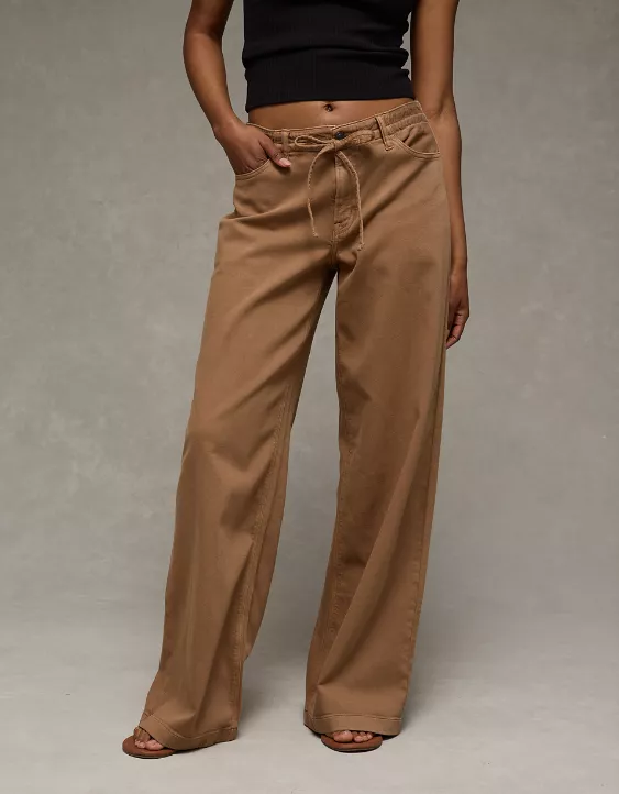 AE Dreamy Drape Stretch Low-Rise Ultra Wide-Leg Pant Iced Mocha 2 AE Dreamy Drape Stretch Low-Rise Ultra Wide-Leg Pant Iced Mocha - Image 2