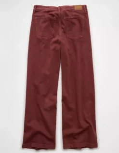 AE Dreamy Drape Stretch Low-Rise Ultra Wide-Leg Pant Dark Rust -American Eagle Fashion 0461 5530 677 b