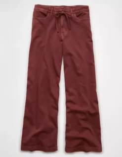 AE Dreamy Drape Stretch Low-Rise Ultra Wide-Leg Pant Dark Rust -American Eagle Fashion 0461 5530 677 f